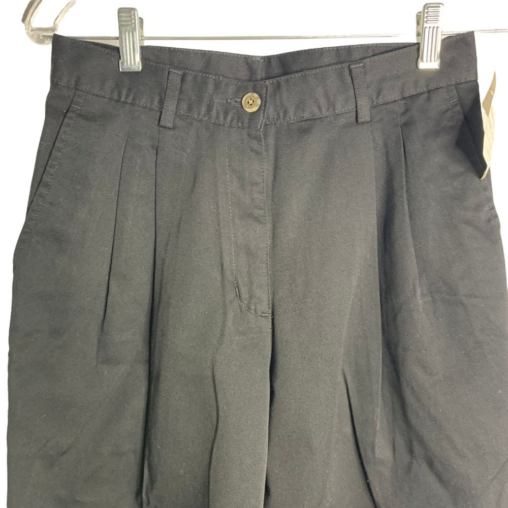Vintage LL Bean Pleated Front Pants 6P Black Pockets Button Zip Deadstock - Picture 2 of 6